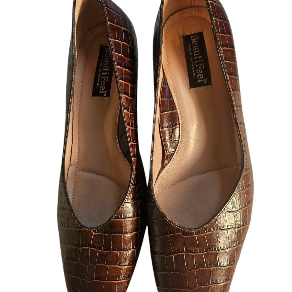 Beautifeel Brown Croc-Embossed Women's Shoes Size EU-38 US-7.5 OR 8.5